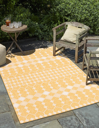 Unique Loom Outdoor Trellis T-KZOD22 Yellow Area Rug Rectangle Lifestyle Image Feature