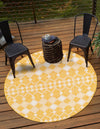 Unique Loom Outdoor Trellis T-KZOD22 Yellow Area Rug Round Lifestyle Image