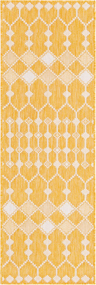 Unique Loom Outdoor Trellis T-KZOD22 Yellow Area Rug Runner Top-down Image