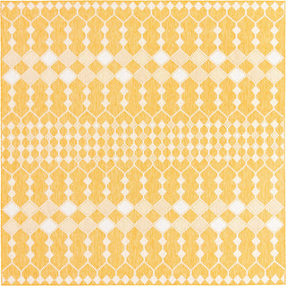 Unique Loom Outdoor Trellis T-KZOD22 Yellow Area Rug Square Top-down Image