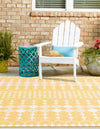 Unique Loom Outdoor Trellis T-KZOD22 Yellow Area Rug Square Lifestyle Image