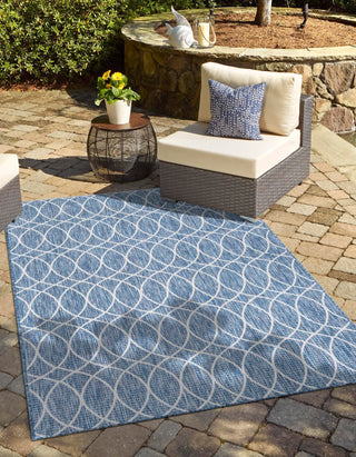 Unique Loom Outdoor Trellis T-KZOD24 Blue Area Rug Rectangle Lifestyle Image Feature