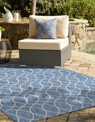 Unique Loom Outdoor Trellis T-KZOD24 Blue Area Rug Rectangle Lifestyle Image