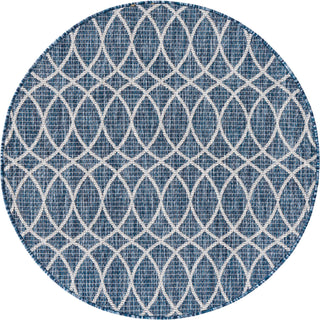 Unique Loom Outdoor Trellis T-KZOD24 Blue Area Rug Round Top-down Image