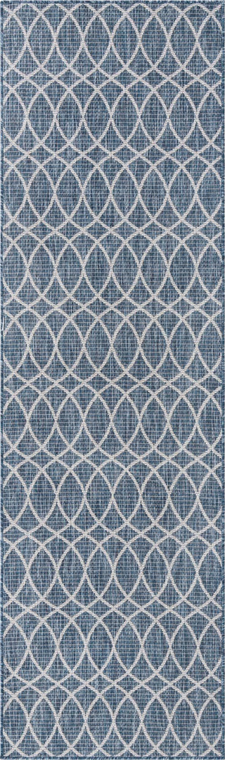 Unique Loom Outdoor Trellis T-KZOD24 Blue Area Rug Runner Top-down Image