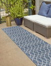 Unique Loom Outdoor Trellis T-KZOD24 Blue Area Rug Runner Lifestyle Image