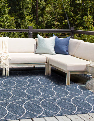 Unique Loom Outdoor Trellis T-KZOD24 Blue Area Rug Square Lifestyle Image