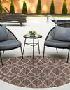 Unique Loom Outdoor Trellis T-KZOD24 Brown Area Rug Round Lifestyle Image