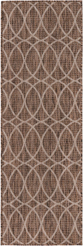 Unique Loom Outdoor Trellis T-KZOD24 Brown Area Rug Runner Top-down Image