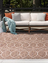 Unique Loom Outdoor Trellis T-KZOD24 Brown Area Rug Square Lifestyle Image