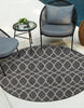 Unique Loom Outdoor Trellis T-KZOD24 Charcoal Area Rug Round Lifestyle Image