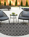 Unique Loom Outdoor Trellis T-KZOD24 Charcoal Area Rug Round Lifestyle Image