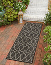 Unique Loom Outdoor Trellis T-KZOD24 Charcoal Area Rug Runner Lifestyle Image