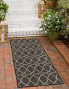 Unique Loom Outdoor Trellis T-KZOD24 Charcoal Area Rug Runner Lifestyle Image