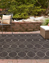 Unique Loom Outdoor Trellis T-KZOD24 Charcoal Area Rug Square Lifestyle Image
