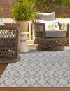 Unique Loom Outdoor Trellis T-KZOD24 Gray Blue Area Rug Rectangle Lifestyle Image