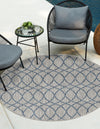 Unique Loom Outdoor Trellis T-KZOD24 Gray Blue Area Rug Round Lifestyle Image