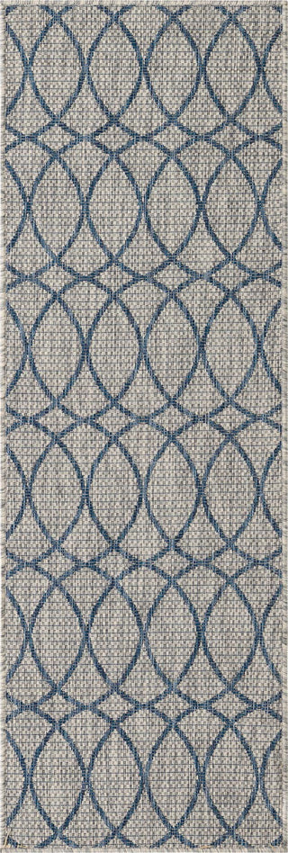 Unique Loom Outdoor Trellis T-KZOD24 Gray Blue Area Rug Runner Top-down Image