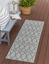 Unique Loom Outdoor Trellis T-KZOD24 Gray Blue Area Rug Runner Lifestyle Image