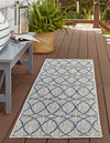 Unique Loom Outdoor Trellis T-KZOD24 Gray Blue Area Rug Runner Lifestyle Image