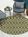 Unique Loom Outdoor Trellis T-KZOD24 Green Area Rug Round Lifestyle Image
