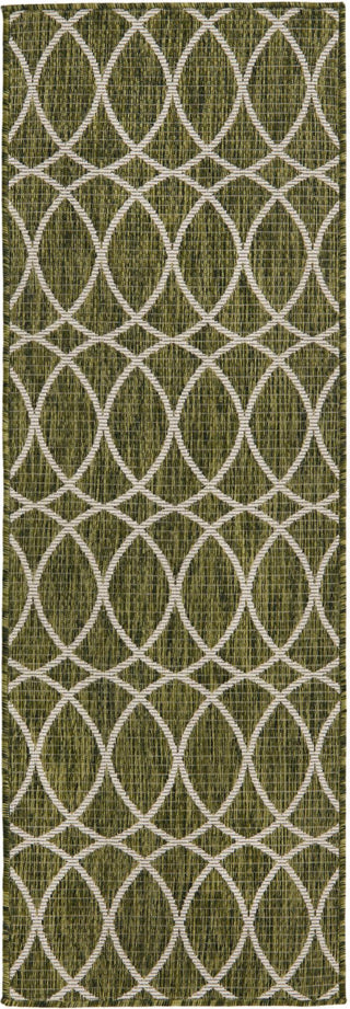 Unique Loom Outdoor Trellis T-KZOD24 Green Area Rug Runner Top-down Image