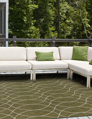 Unique Loom Outdoor Trellis T-KZOD24 Green Area Rug Square Lifestyle Image