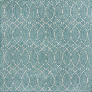 Unique Loom Outdoor Trellis T-KZOD24 Light Aqua Area Rug Square Top-down Image