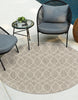 Unique Loom Outdoor Trellis T-KZOD24 Light Gray Area Rug Round Lifestyle Image