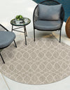 Unique Loom Outdoor Trellis T-KZOD24 Light Gray Area Rug Round Lifestyle Image