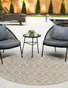 Unique Loom Outdoor Trellis T-KZOD24 Light Gray Area Rug Round Lifestyle Image