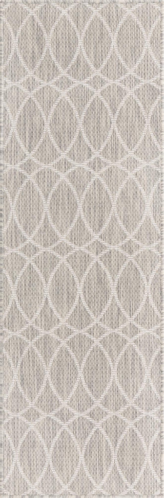 Unique Loom Outdoor Trellis T-KZOD24 Light Gray Area Rug Runner Top-down Image