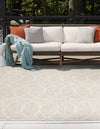 Unique Loom Outdoor Trellis T-KZOD24 Light Gray Area Rug Square Lifestyle Image