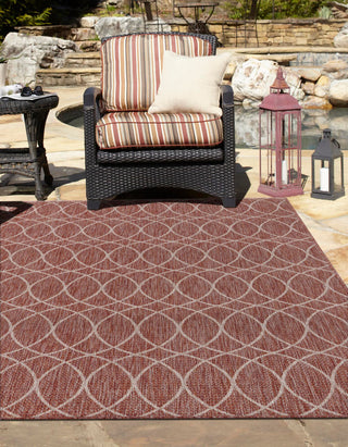 Unique Loom Outdoor Trellis T-KZOD24 Rust Red Area Rug Rectangle Lifestyle Image