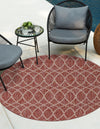 Unique Loom Outdoor Trellis T-KZOD24 Rust Red Area Rug Round Lifestyle Image