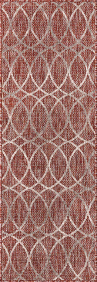 Unique Loom Outdoor Trellis T-KZOD24 Rust Red Area Rug Runner Top-down Image