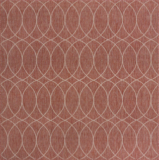 Unique Loom Outdoor Trellis T-KZOD24 Rust Red Area Rug Square Top-down Image