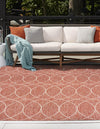 Unique Loom Outdoor Trellis T-KZOD24 Rust Red Area Rug Square Lifestyle Image