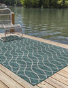 Unique Loom Outdoor Trellis T-KZOD24 Teal Area Rug Rectangle Lifestyle Image