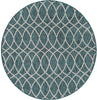 Unique Loom Outdoor Trellis T-KZOD24 Teal Area Rug Round Top-down Image