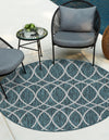 Unique Loom Outdoor Trellis T-KZOD24 Teal Area Rug Round Lifestyle Image