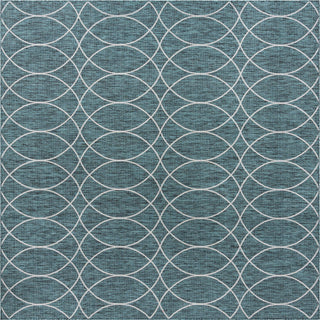 Unique Loom Outdoor Trellis T-KZOD24 Teal Area Rug Square Top-down Image