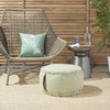 Nourison Outdoor Pillows Woven Pouf Green by Mina Victory 