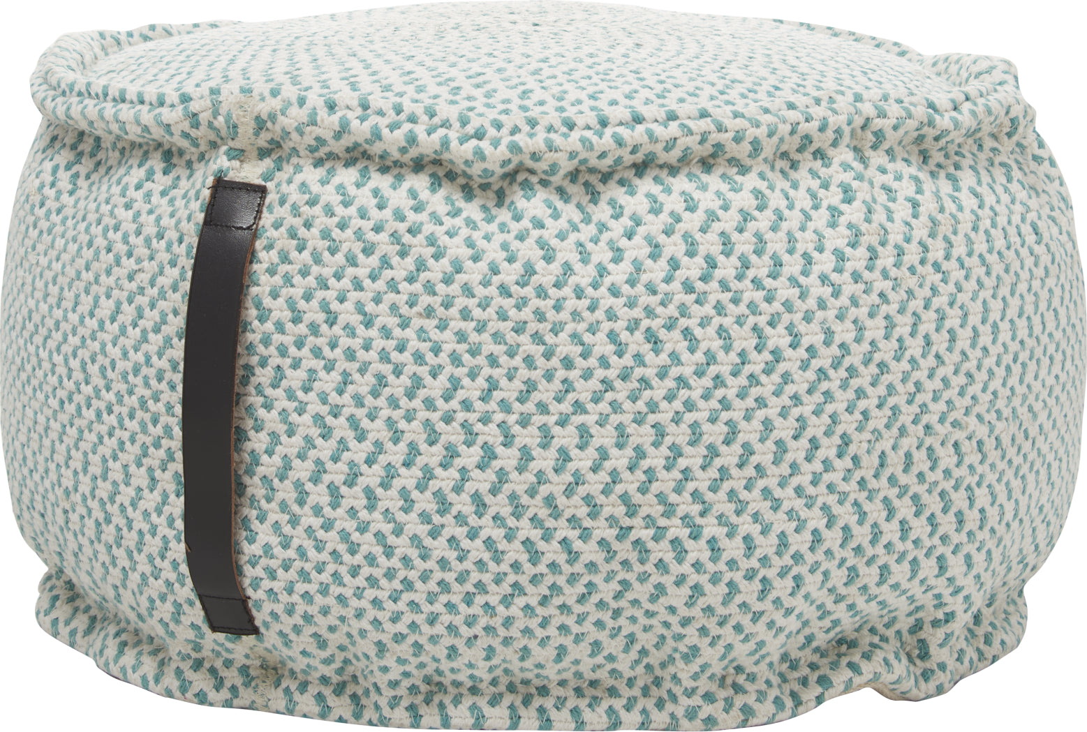 Nourison Outdoor Pillows Woven Pouf Turquoise by Mina Victory main image