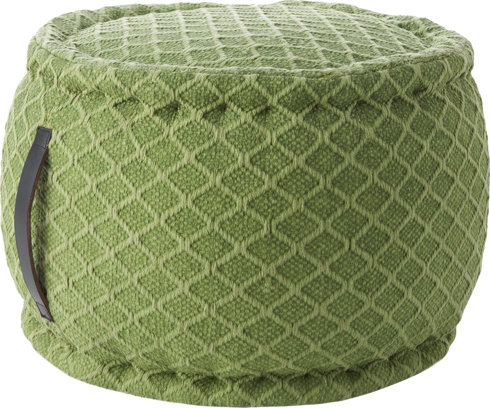 Nourison Outdoor Pillows Woven Lattice Pouf Green by Mina Victory main image