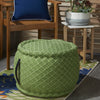 Nourison Outdoor Pillows Woven Lattice Pouf Green by Mina Victory 