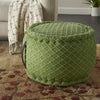 Nourison Outdoor Pillows Woven Lattice Pouf Green by Mina Victory 
