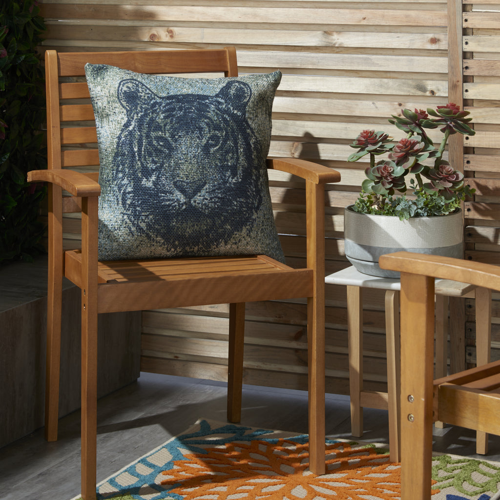 Nourison Outdoor Pillows Tiger Multicolor by Mina Victory  Feature
