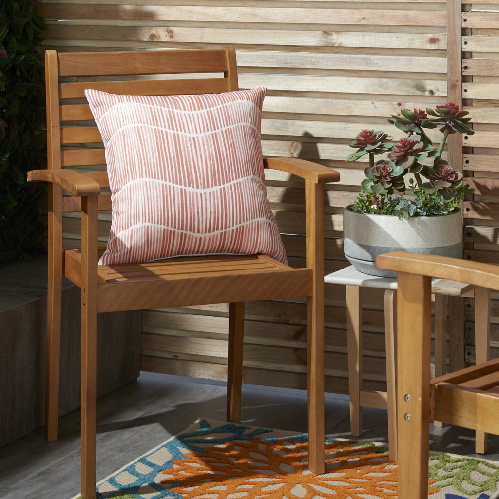 Nourison Outdoor Pillows Printed Wavy Lines Coral  Feature