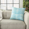 Nourison Outdoor Pillows Printed Wavy Lines Turquoise  Feature